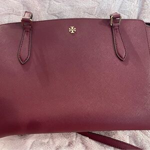 Tory Burch Red Satchel Bag Elegant Structured Design